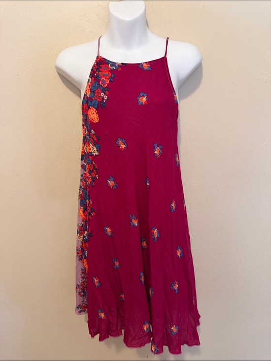 Intimately By Free People Dresses & Skirts - Floral Fuchsia Slip Dress with Spaghetti Straps